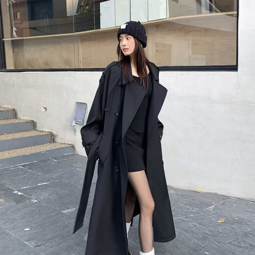 GARNUO khaki windbreaker jacket for women mid-length 2025 spring and autumn new small high-end British style casual coat Khaki M [111-130Jin[Jin equals 0.5 kg]]
