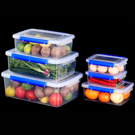 Hotel Kitchen rectangular Gran capacidad Caja de refrescos de plástico sellado comercial para refrigerador Caja de almacenamiento de cantina espesa especial sellada 9905 [28*19*9cm]