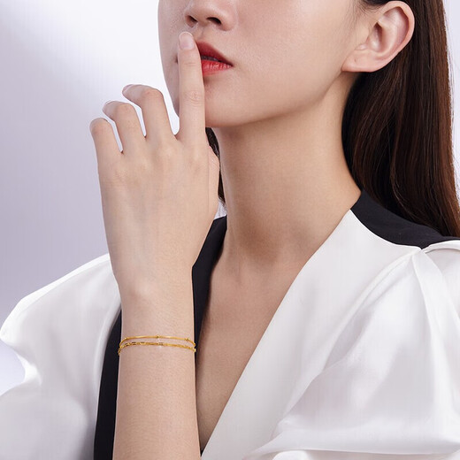 Liuguifu Jewelry 18K Gold Bracelet Geometric Ring K Gold Bracelet Bracelet K Yellow Double Layer Color Gold Bracelet EK0300016