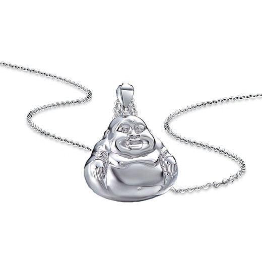 Heye Jewelry Pt950 platinum Buddha pendant, real gold for women, platinum three-dimensional double-sided smiling face Maitreya Buddha and Bodhisattva, women's single pendant, platinum Pt950, gold weight 4.51 grams, width 18mm, height including buckle 23mm