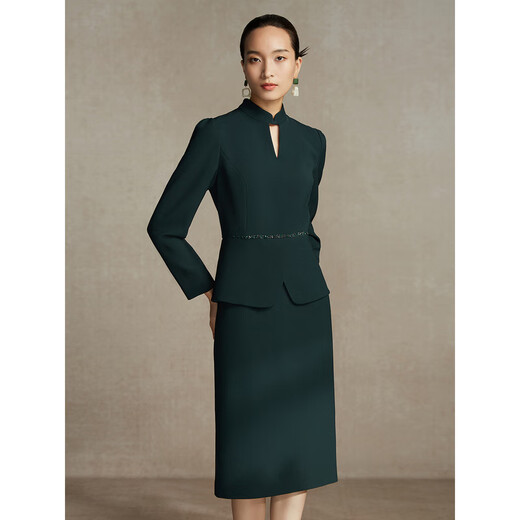 
Pink blue wardrobe fashion commuting temperament fake skirt autumn and winter new style numb suit dress 535L687 turquoise green S