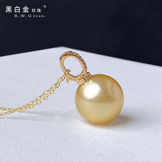Black and white gold pearl, South Sea seawater gold pearl pendant, 18K gold material, inlaid with elegant gold beads, universal buckle style, inverted T shape 8-9mm