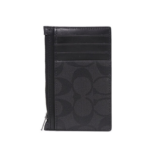 Entraîneur (entraîneur) [Acheteur Acheteur] Portefeuille de cartes masculines Black Classic Logo enduit de toile et et de molleton raffiné Gris noir