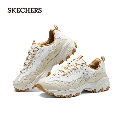 Skechers Autumn Women's Black and White Color Block Dad Shoes Casual High Rebound Sports Shoes Lace Running Panda Shoes 149792 Natural Color/Tan/NTTN 38
