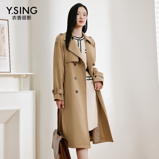 Yixiang Liying windbreaker women's mid-length high-end style British style coat is popular this autumn, mocha brown L