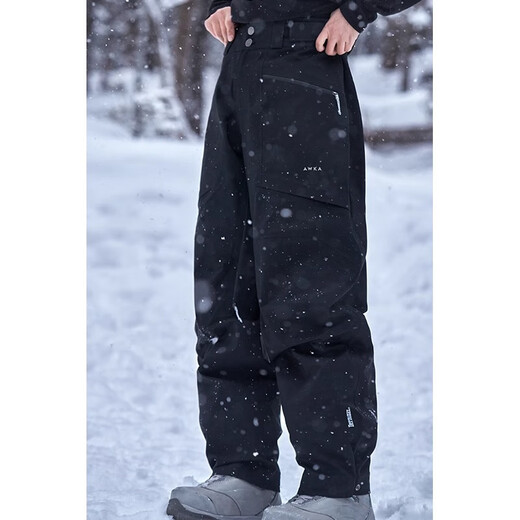 Awka Skihose für Frauen, männliche Paare Schneebrett 3L wasserdichte und winddichte Profi -Skihose kaltes Winter schwarz BZK53 m