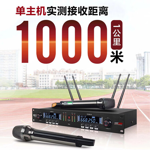 惠度（HuiDu）QH-9900专业无线话筒一拖二真分集麦克风舞台远距离婚庆主持学校操场户外演唱话筒 QH-9900无线真分集一拖二手持