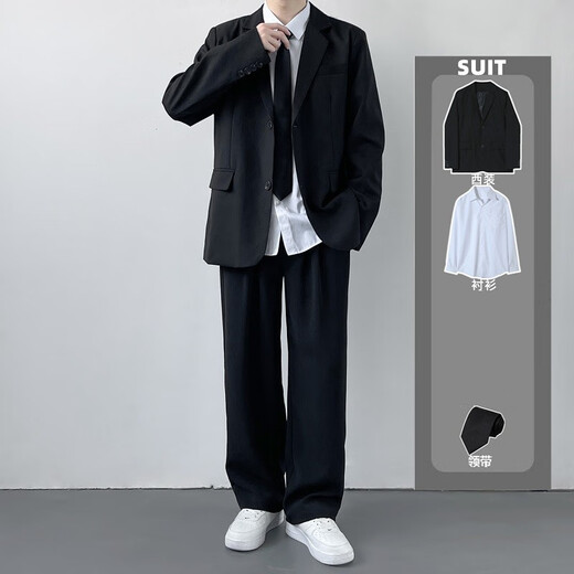 星禾莱DK制服一套休闲西装男套装痞帅高校学生小西服男女班服外套学院风 西服+衬衫+长西裤+领*带 L 110-128斤
