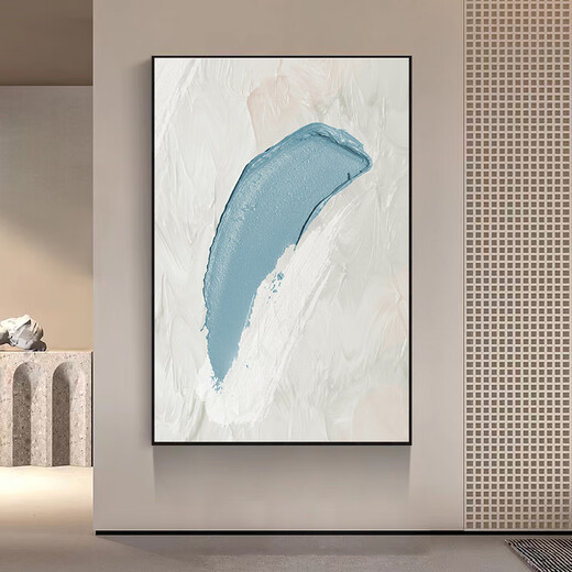 鲸派客厅装饰画单幅现代简约抽象笔触艺术画玄关走廊挂画大幅沙发壁画 753-1 40*60黑框/晶瓷画