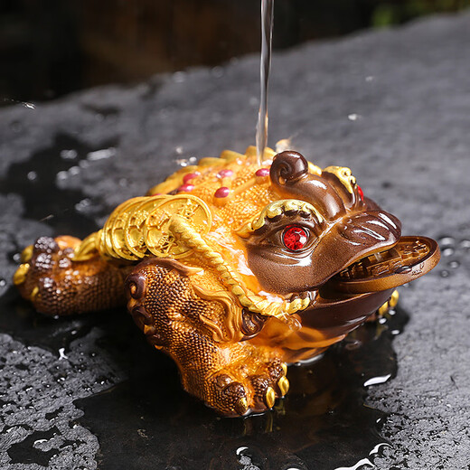 Zhengci Palace Color Changing Tea Pet Toad Pixiu Golden Toad Tea Pet Ornaments Can Keep Pets Tea Table Tea Tray Tea Sets Jewelry Boutique Large Golden Toad Turns Gold 1