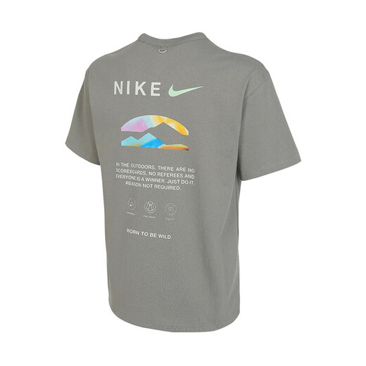 耐克（NIKE）短袖男装夏季新款背面印花透气运动潮流时尚休闲圆领T恤 HF6172-053 XL