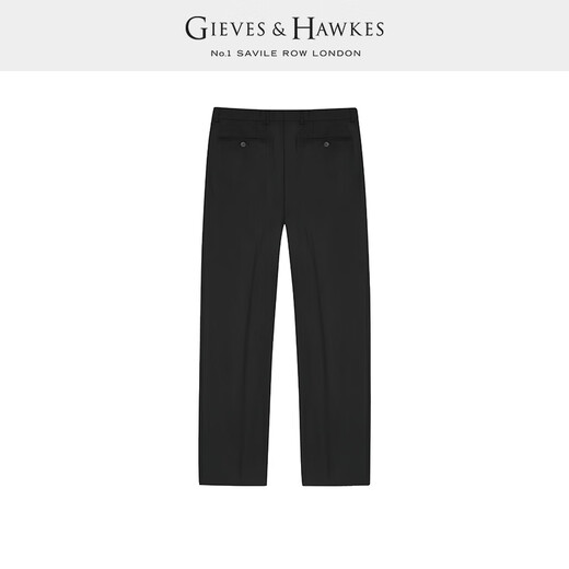 君皇仕（GIEVES & HAWKES）GH男士秋冬商务休闲长裤直筒纯羊毛正装西裤男G3532EI011 黑色 50