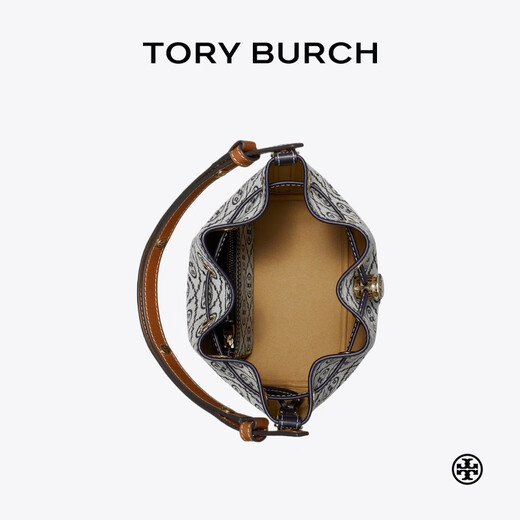 Tory Burch Valentine's Day Gift T MONOGRAM Jacquard Crossbody Bucket Bag Women's Bag 166414 Tory Navy Blue 405 OS