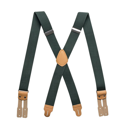 JOYBOKER 男士纽扣背带夹西装衬衫西裤背带吊带松紧防滑肩带X型3.5cm黑色吊裤带 米色
