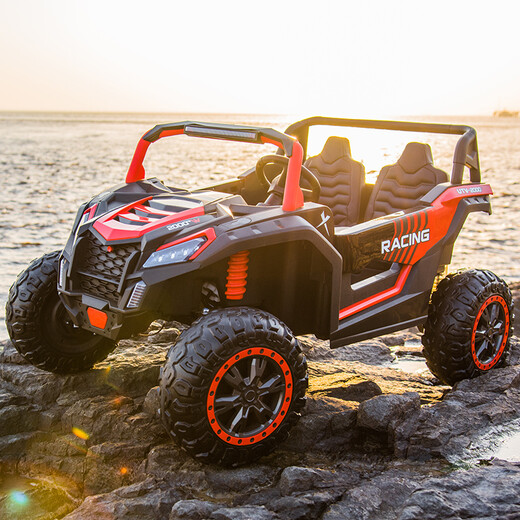 Mengxiaoou super large children's electric car four-wheeled toy car for men and women that can sit on a double off-road remote-controlled stroller for adults. Flagship red + all functions + soft wheels + 24V battery