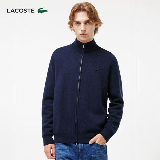 LACOSTE French crocodile men's wear solid color wool sweater sweater zipper stand collar jacket | AH1955 166/navy blue regular XL 6