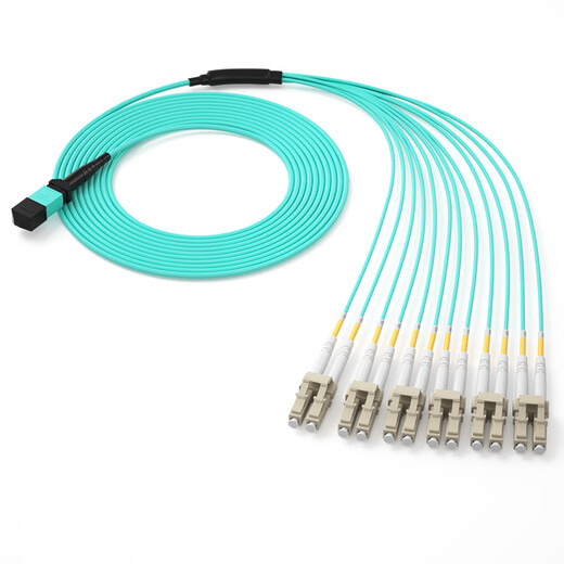 Nokoxin MPO-MPO fiber jumper female multimode 8 core 12 core OM3/OM4 bundle B polarity compatible MTP 40G/100G jumper Multimode MPO female to 12 core LC OM3 1 meter