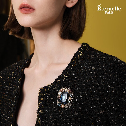 Eternelle French eternal Austrian crystal brooch high-end women's lapel pin 2025 new corsage birthday gift elegant blue