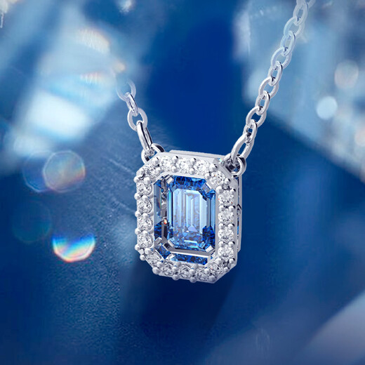 Swarovski MILLENIA Sugar Cube Necklace Women's Beating Heart Clavicle Chain Gift for Girls Hong Kong Bonded Warehouse Blue 5614926