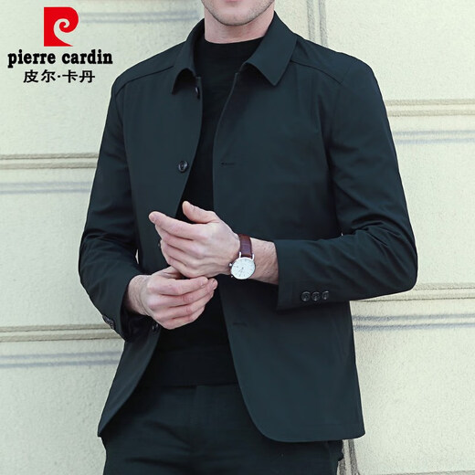 Pierre Cardin high-end brand men's clothing 2022 new middle-aged men's spring and autumn coats middle-aged and elderly jackets lapel business dad spring knitted dark blue (single jacket) 165/S