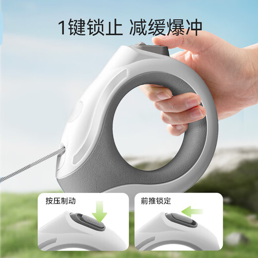 Hippie Dog Dog Leash Automatic Retractable Dog Rope Dog Chain Medium Small Dog Walking Puppy Internet Celebrity Pet Supplies Bracelet Basic Pearl White-3M (Separate Leash)