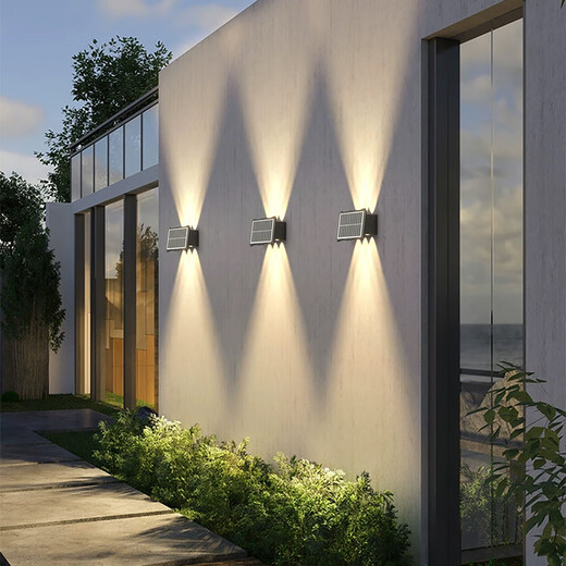 Yuanfang Solar Lighting Wall Washing Light Control Induction Outdoor Lighting Garden Landscape Wall Lamp Waterproof Projector Spotlight Double-sided Eight Beams