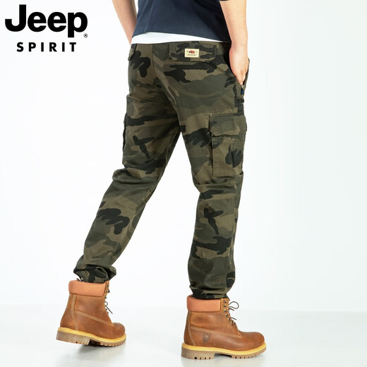 Jeep (Jeep) Pantalones casuales para hombres de camuflaje de múltiples bolsillos múltiples para hombres para pantalones largos casuales de moda masculinos J9926 Green militar L