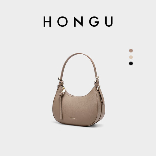 Honggu bag women's new first-layer cowhide handbag fashionable temperament high-end one-shoulder cross-body New Year gift elephant gray