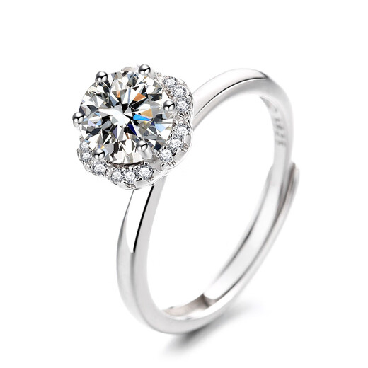 EothPT950 platinum flower moissanite diamond ring for women platinum begging for wedding, Valentine's Day birthday gift for girlfriend PT950 platinum flower moissanite ring + certificate