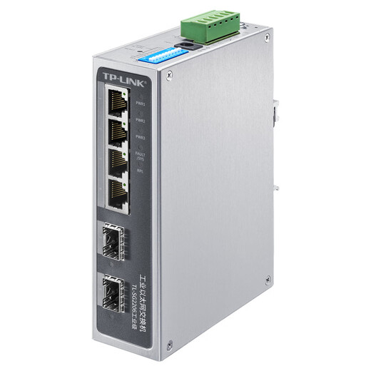 普联（TP-LINK）工业级交换机5口8口16口百兆千兆工业级以太网交换器 监控网络网线分线器分流器金属机身导轨安装 TL-SG2206工业级 6口千兆 【4电2光口】