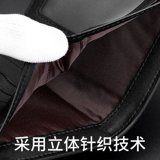 ELLEN FANTASIA Cartera de cuero genuino para hombre, antidesmagnetización, multifuncional, compacta, ultrafina, ranuras para múltiples tarjetas, estuche de cuero para licencia de conducir, bolso todo en uno para documentos para mujer, bolso negro genuino