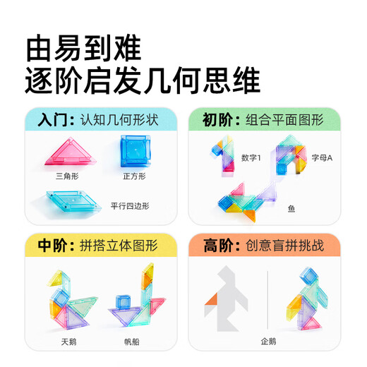 弥鹿（MiDeer）磁性七巧板磁力教学拼图幼儿园磁力拼图磁吸铁套装玩具家居装饰