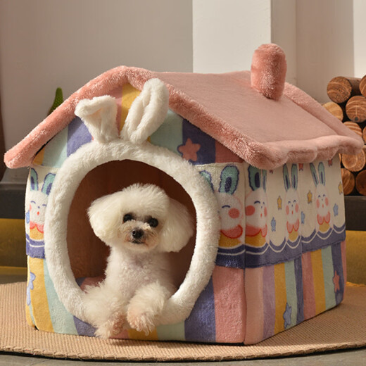 CLCEY kennel is warm in winter, removable and washable house, villa cat kennel, small dog Teddy kennel, universal pet supplies for all seasons, hope rainbow [with electric blanket] small size - suitable for 7Jin [Jin equals 0.5kg] indoor cats and dogs (fur children like large