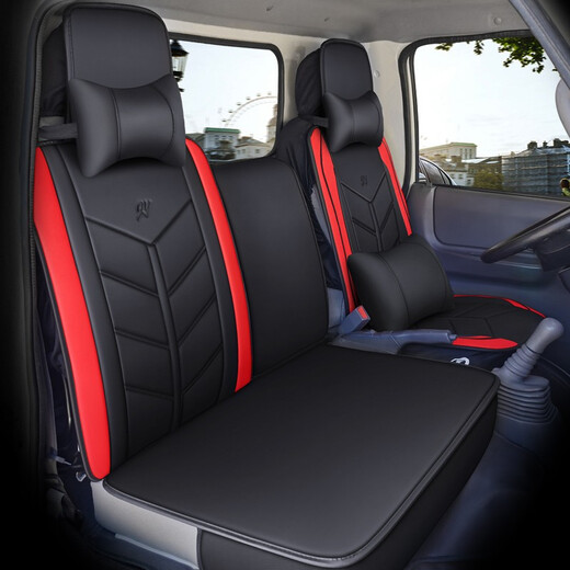 中国重汽王牌腾狮777B 757B四季坐垫全包围坐套货车专车专用座套全皮轻卡货车座椅套坐垫 单座黑蓝标准版