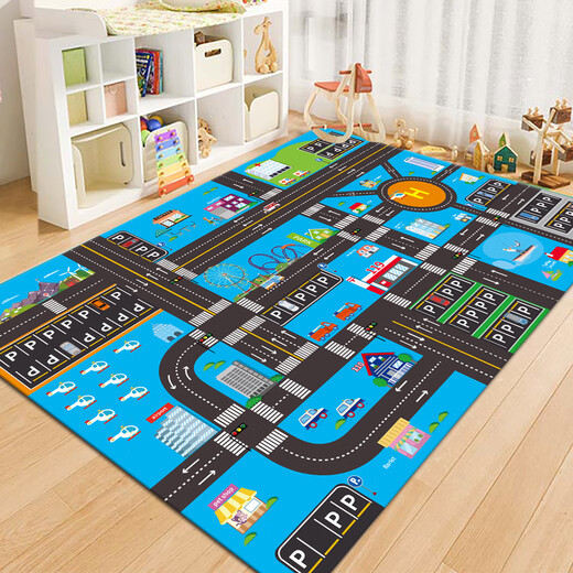 Jinko children's crawling carpet city traffic scene map toy blanket road track parking lot carpet gray city-3 80*120 cm