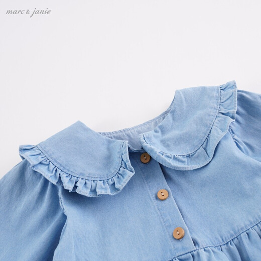 MARC/JANIE baby spring clothes girls large lapel denim dress children's skirt 210032 blue 4T (recommended height 100cm)