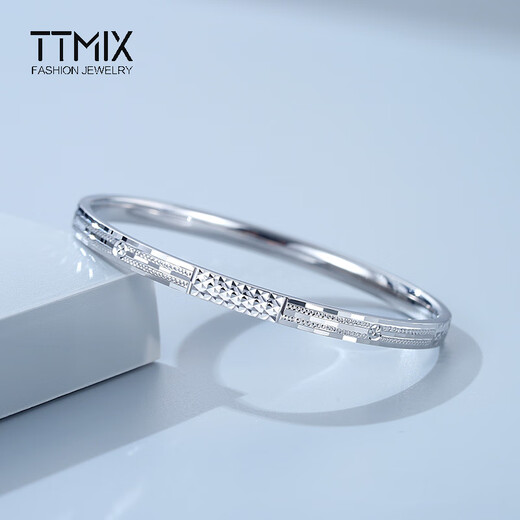 TTMIX Explosive Platinum Bracelet Women's pt950 Platinum Bracelet Concubine Bracelet Authentic Oval Concealed Buckle Bracelet 60mm Weight 18.19g Width 4.5mm
