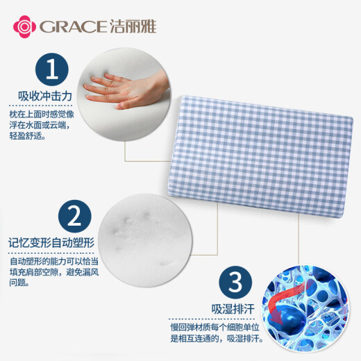 Grace 100% cotton memory pillow pillow core slow rebound space memory foam cervical spine sleep pillow 50*30cm single pack