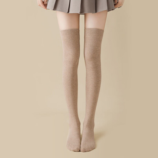 Otsui over-the-knee socks three-piece set calf socks stockings autumn and winter solid color long high ins trendy long calf socks black + dark gray + khaki | Japanese over-the-knee calf socks