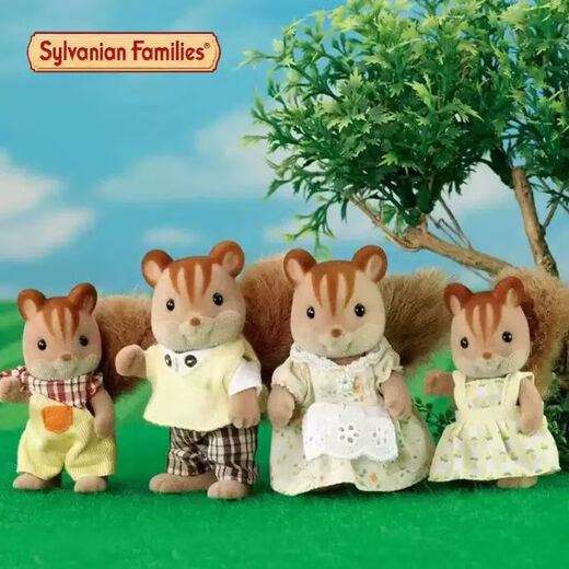 
Senbeier family Walnut squirrel family Playing house girl toy flocking doll Girl birthday gift for girlfriend