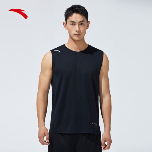 ANTA Quick-drying Vest丨Men's Breathable Sports Vest 2024 Summer Fitness Sleeveless Top Morning Exercise Wear Basketball Smock [Fitness] Basic Black-2XL/Male 180