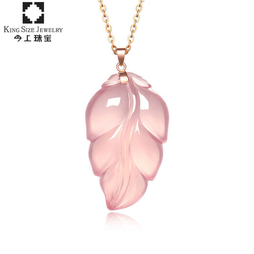 Jinshang jewelry necklace for women 18K gold hibiscus stone pendant rose gold peace Buddha clavicle chain 18K gold leaf pendant