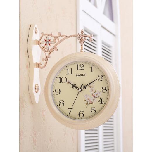 Big Tuan Xiaoyuan double-sided wall clock European-style creative watch living room silent pastoral clock watch two-sided personality fashion modern simple wall watch simple deer-white upgraded model-16 inches (diameter 40.5 cm)