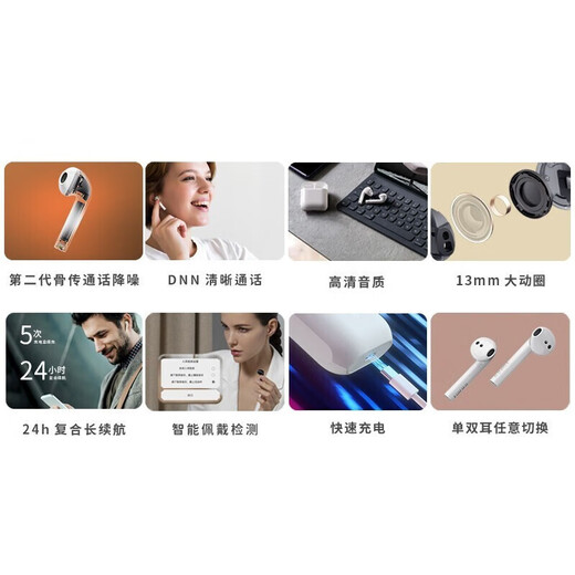 Edifier (EDIFIER) DreamPods 2 DreamPods True Wireless AI Bone Conduction Call Noise Canceling Bluetooth Headset Universal Apple Android Phone Pearl White