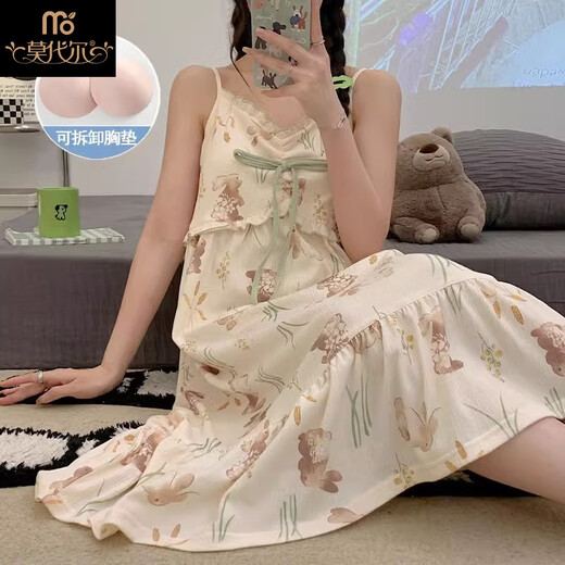 莫代尔吊带睡裙夏季女公主风甜美睡衣夏天女士宽松薄款外穿春秋款家居服 689【可拆卸胸垫】 XL 【115-140斤】