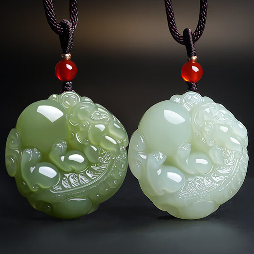 Impression Eyes New Year Gift Hetian Jade Pendant Pixiu Pendant Light Sapphire Double-sided Carving of the Auspicious Beast Pixiu Jade Pendant