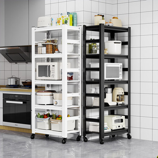 Meiyilai Steel Kitchen Strage Strach Srick Multiped Multi-Layer-регулируемая стойчная печь Хранение микроволновой печи со съемными колесами с 4-х слойной 118 м высокой углеродистой стали, колонкой для опускания колес 12050 см.