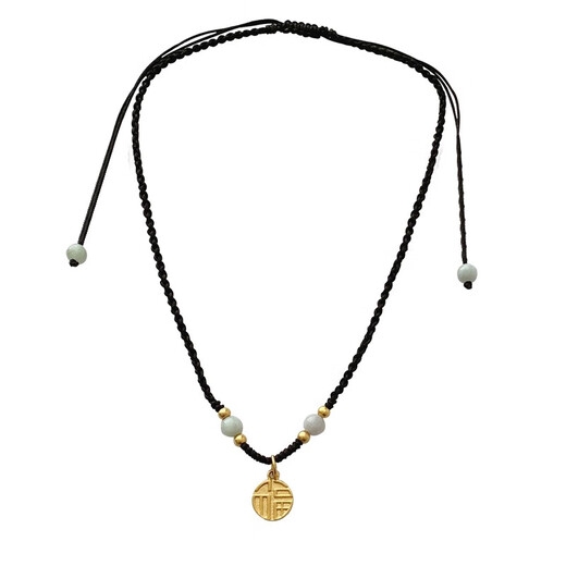 BJYL Xiaofu brand necklace female student retro style golden blessing pendant clavicle chain red rope braided lanyard birthday gift red