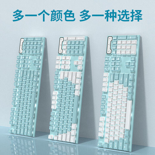 Zweifarbiges Wrangler-Tastatur- und -Mausset mit mechanischer Haptik, kabelgebunden, universell für Bürocomputer und Notebooks für Mädchen, schwarzes Mischfarbenlicht, mechanische Haptik, einzelne Tastatur, ein Jahr Garantie