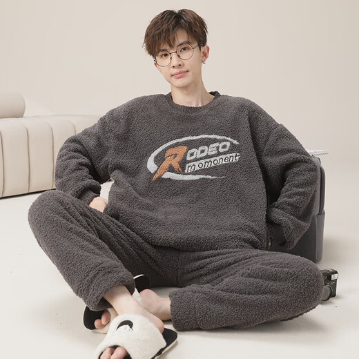 Chuangjingyi eligió pijamas para los pijamas de hombres con fondo cálido de los hombres para el invierno Winter Warmed redondo redondeo de ropa de gran tamaño para el hogar